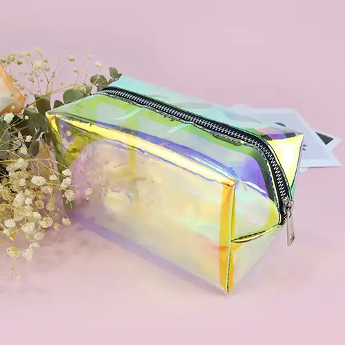 Bearky Beauty Wholesale Skincare Clear Zipper Fashion Holographic Best Travel Designer Makeup Cosmetic Bags